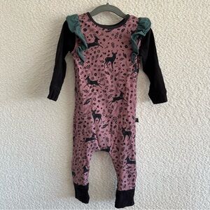 • Floral and Deer • pink & black Rags Romper one piece outfit 18 - 24 months